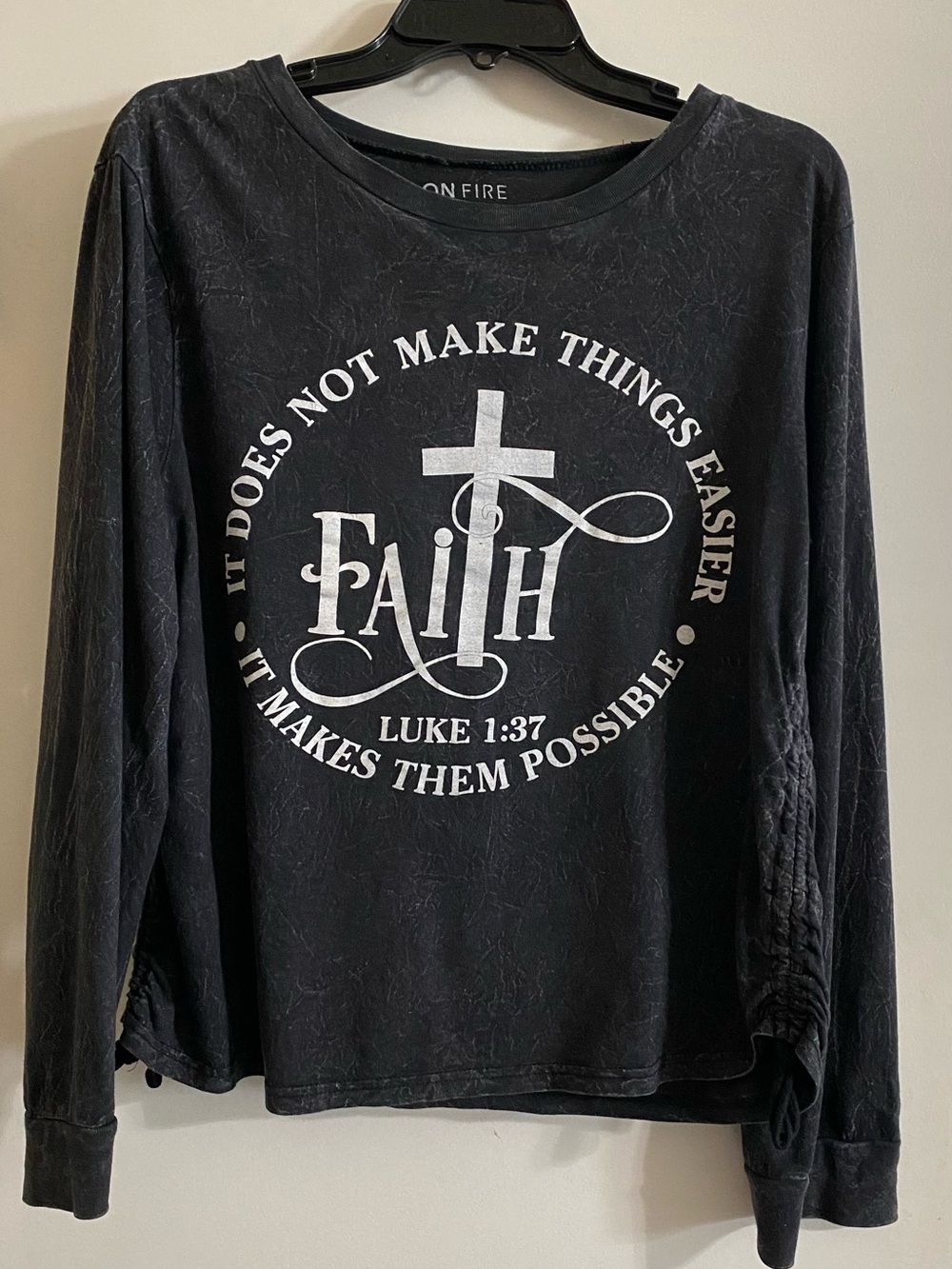 On Fire Black Faith Graphic Long-Sleeve Tee